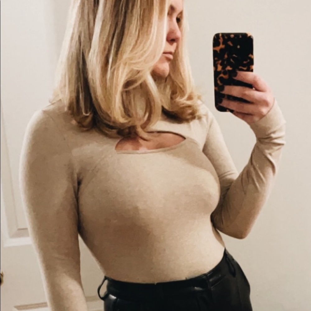 Express body contour mock neck cutout bodysuit